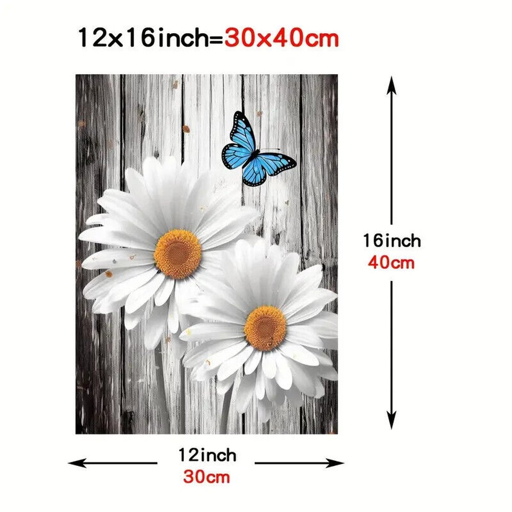 Vibrant Beautiful Blue Butterfly & Daisies Canvas Print Framed 12" x 16" NEW! Home & Garden:Home Décor:Posters & Prints Style Your Walls